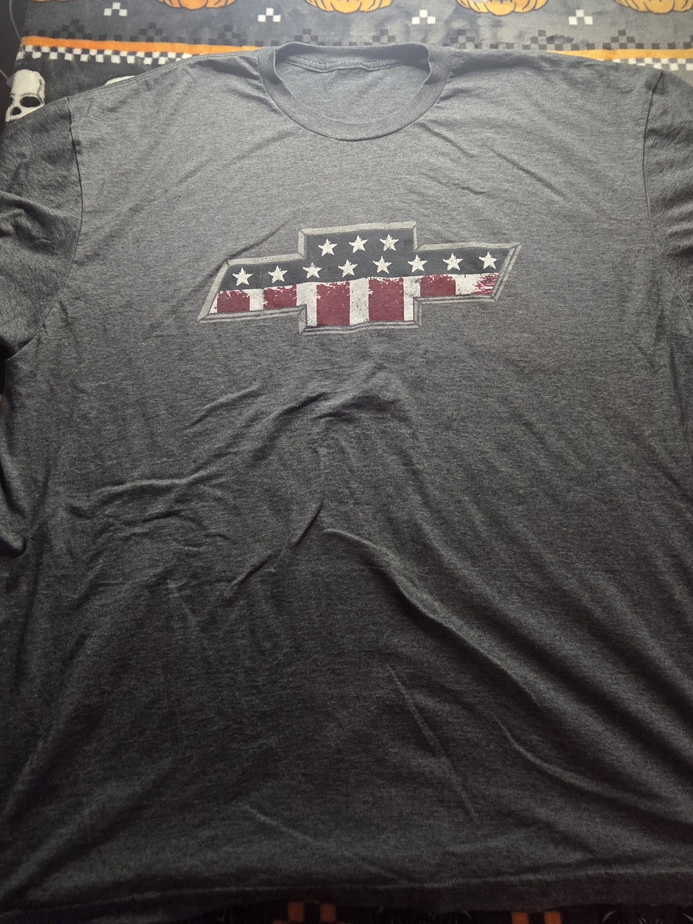 Men's Dark Gray Logo Tee - American Flag Accent
